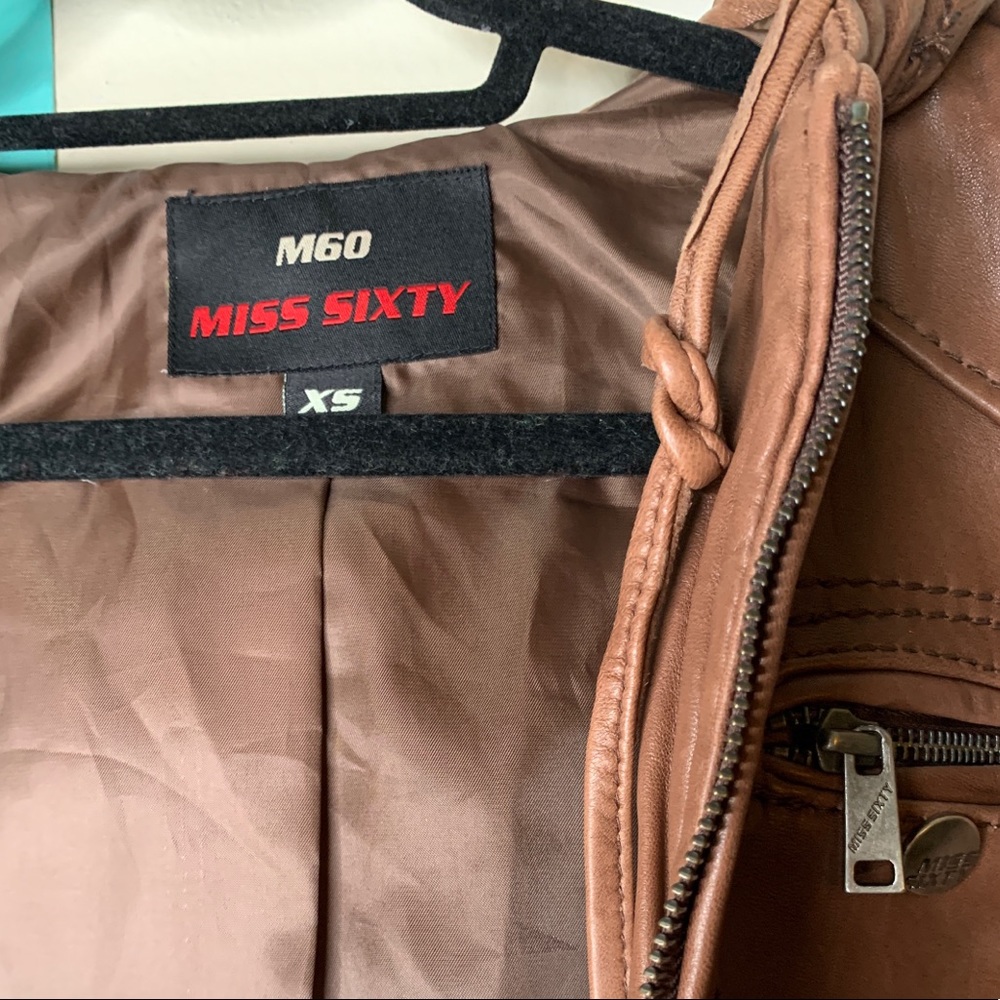 Miss Sixty Brown Genuine Leather Jacket - New ! - Picture 2 of 4